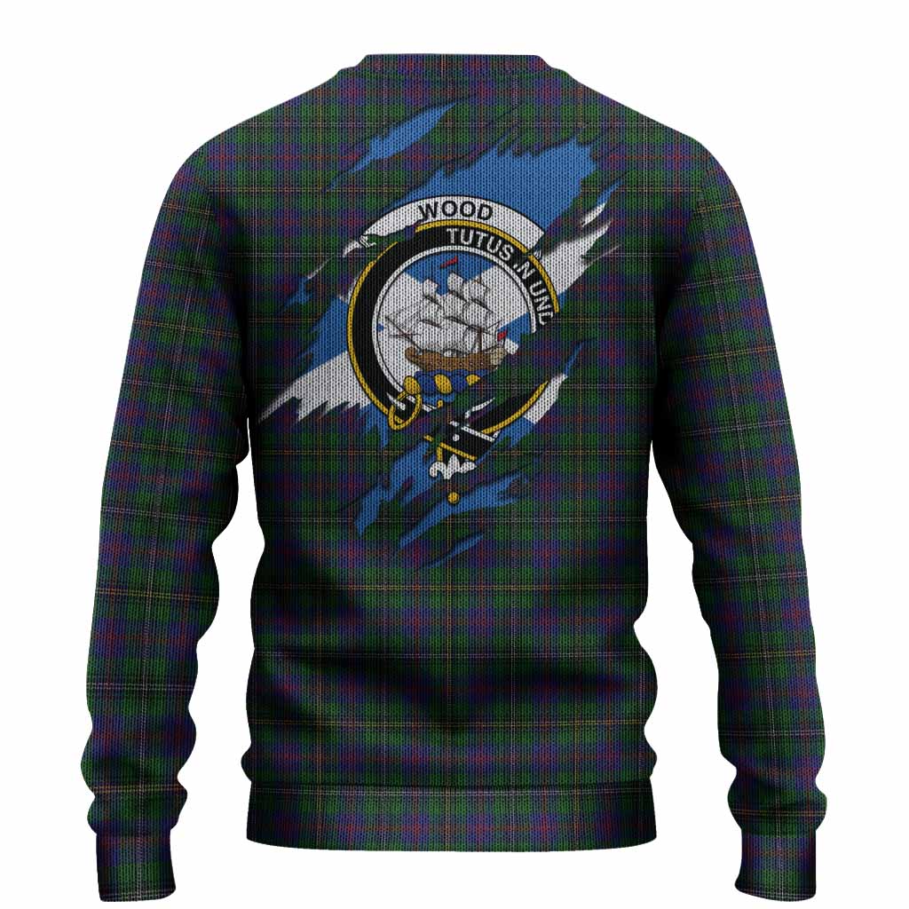 Wood Clan Crest In Me Tartan Knitted Sweater Scotland Flag Style