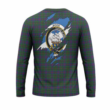 Wood Clan Crest In Me Tartan Long Sleeve T-Shirt Scotland Flag Style