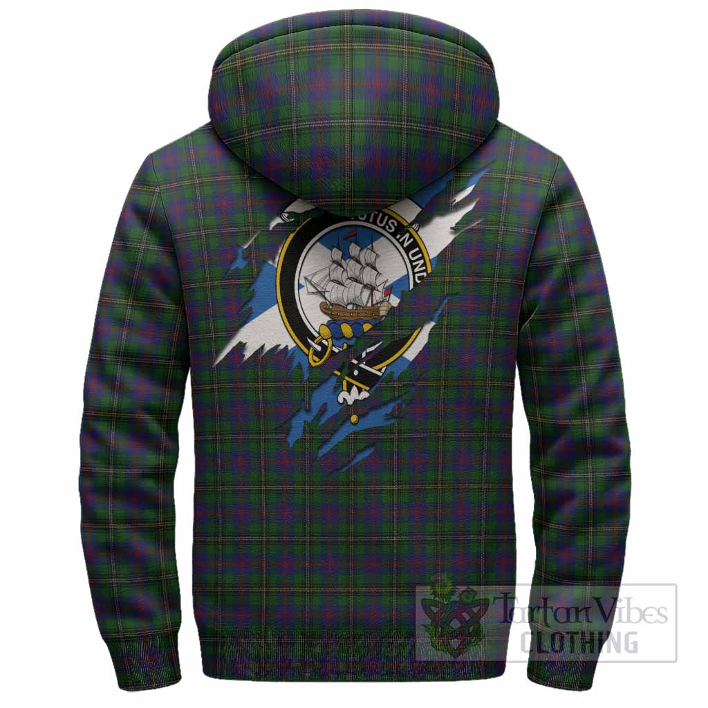Wood Clan Crest In Me Tartan Sherpa Hoodie Scotland Flag Style