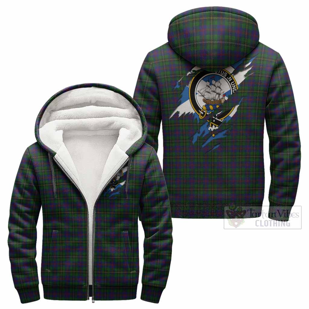 Wood Clan Crest In Me Tartan Sherpa Hoodie Scotland Flag Style