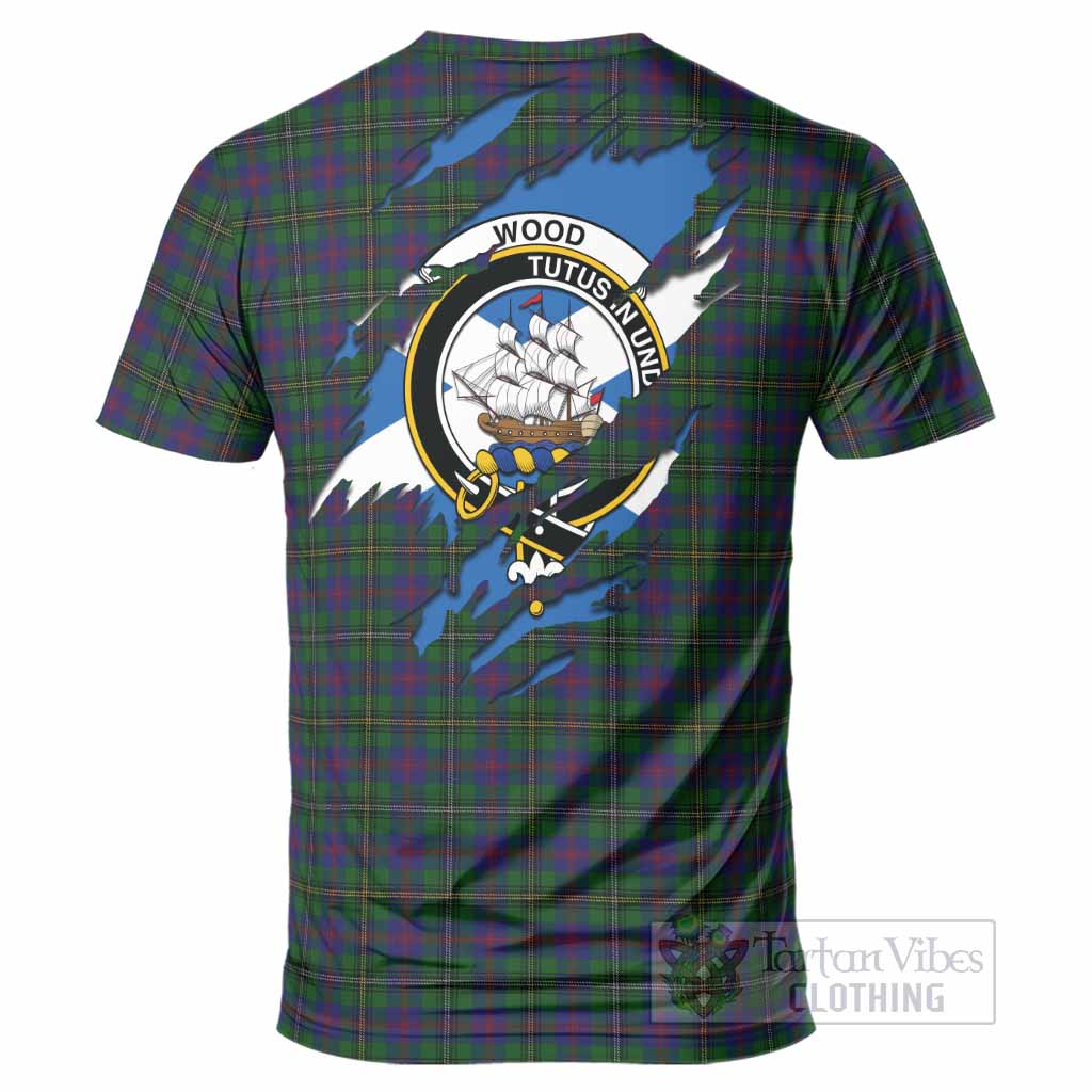 Wood Clan Crest In Me Tartan T-Shirt Scotland Flag Style