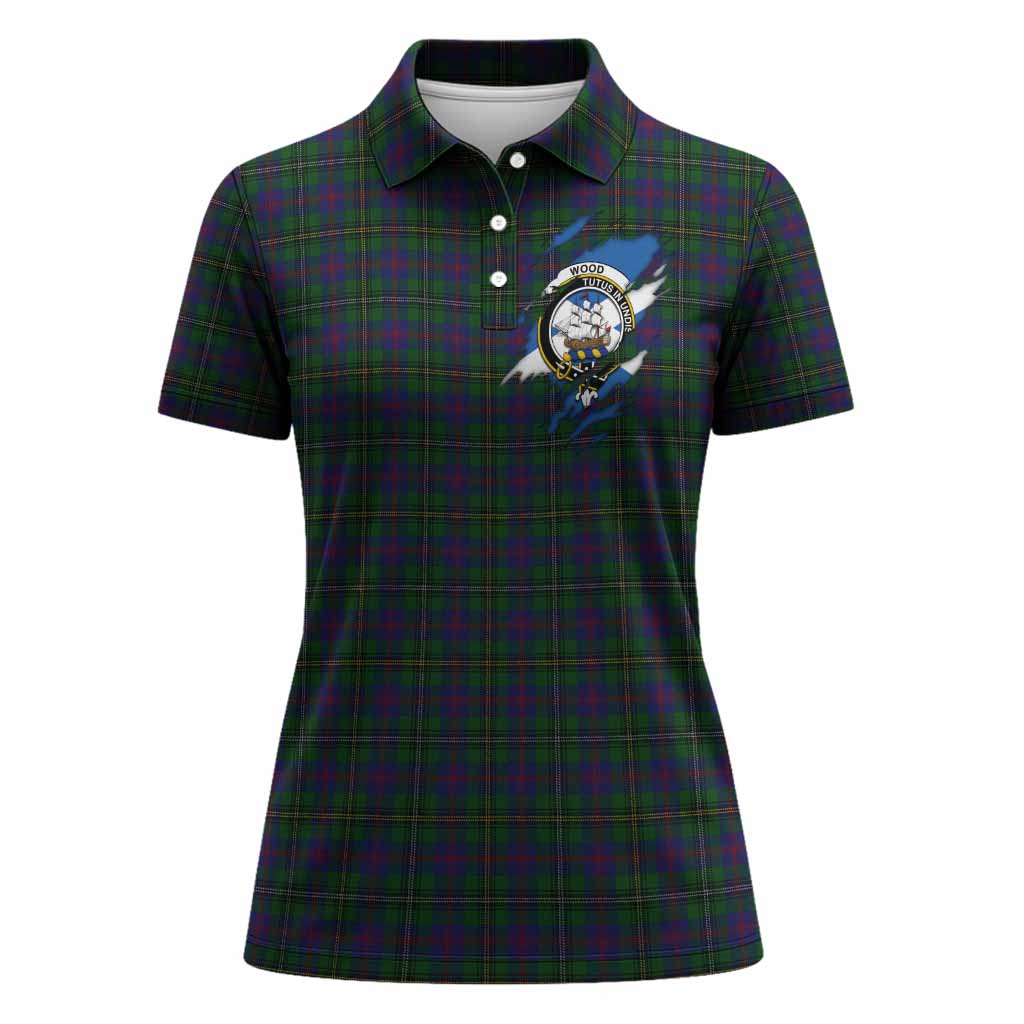 Wood Clan Crest In Me Tartan Women Polo Shirt Scotland Flag Style