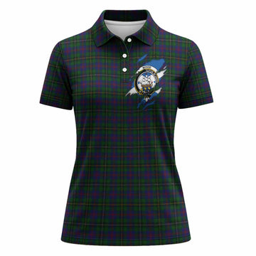 Wood Clan Crest In Me Tartan Women Polo Shirt Scotland Flag Style