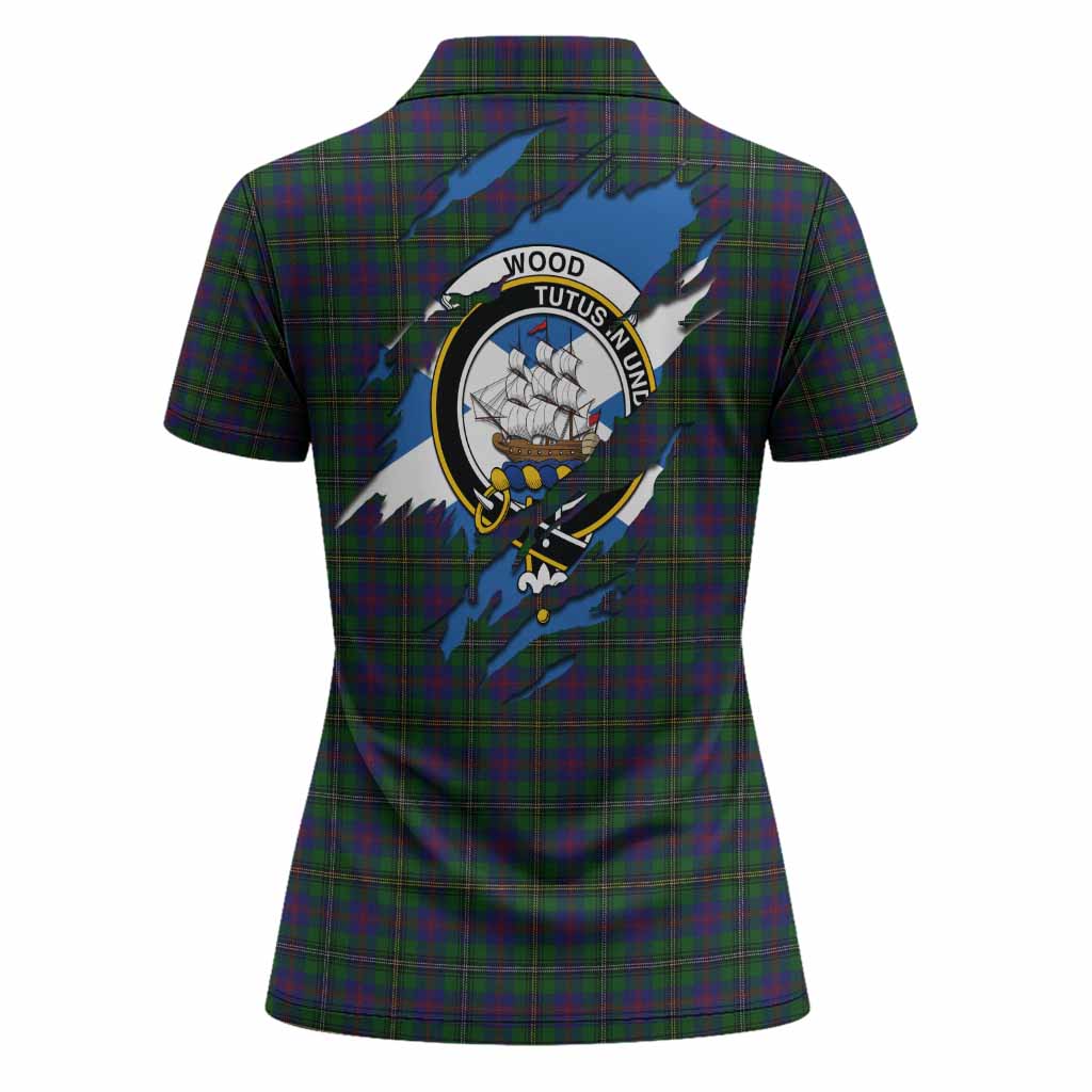 Wood Clan Crest In Me Tartan Women Polo Shirt Scotland Flag Style