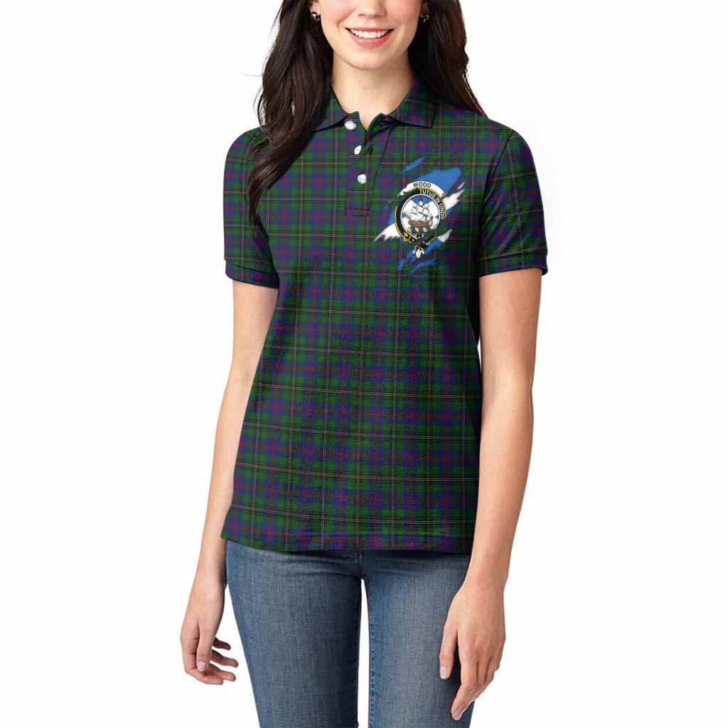 Wood Clan Crest In Me Tartan Women Polo Shirt Scotland Flag Style