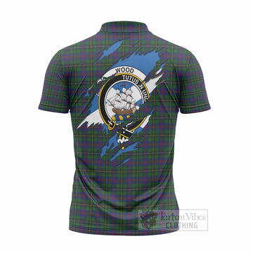 Wood Clan Crest In Me Tartan Zipper Polo Shirt Scotland Flag Style