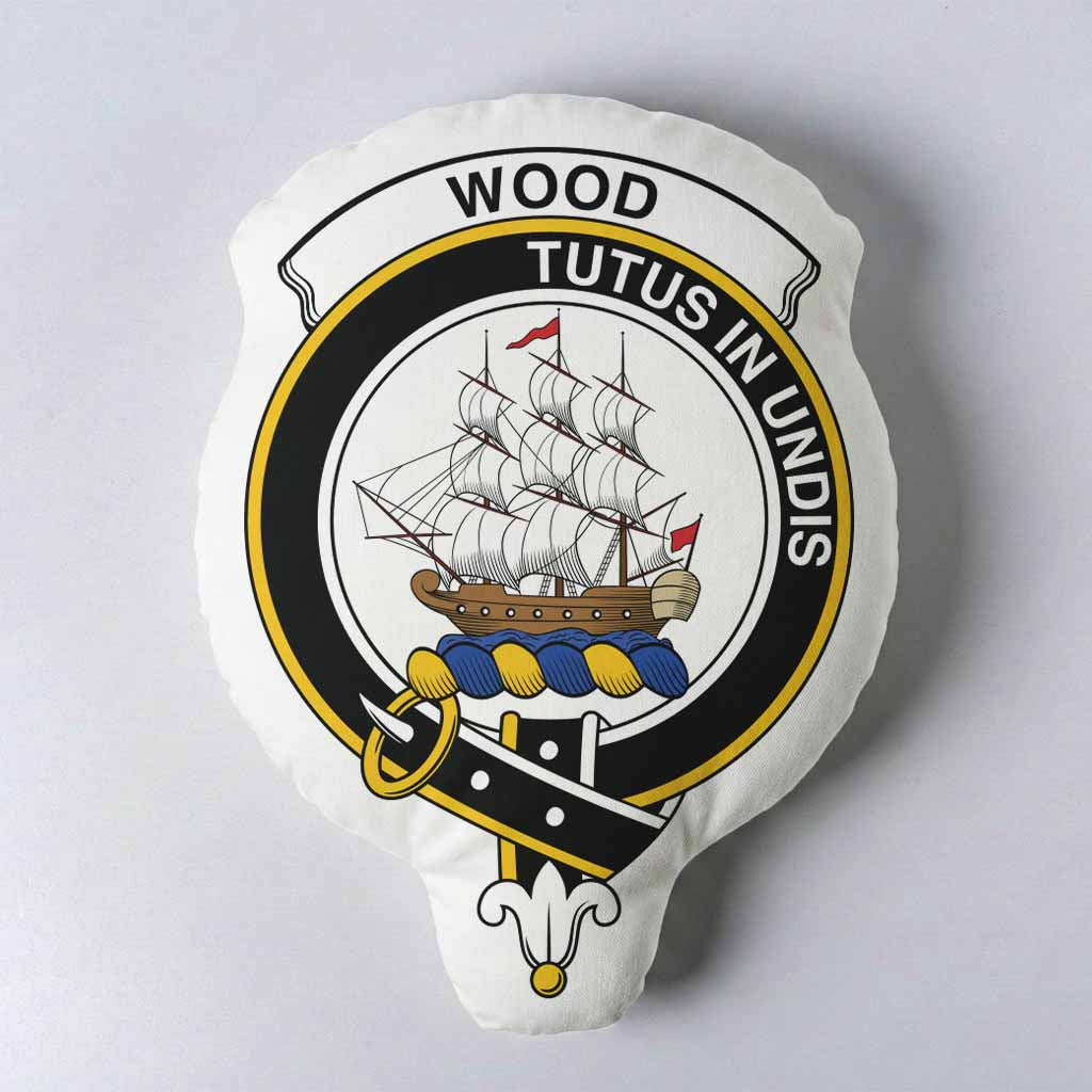 Wood Clan Crest Shaped Throw Pillow, Scottish Clan Badge Decorative Pillow