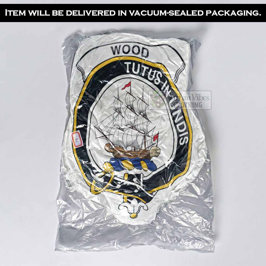 Wood Clan Crest Shaped Throw Pillow, Scottish Clan Badge Decorative Pillow