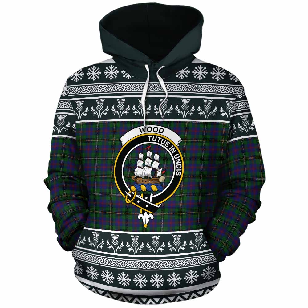 Wood Clan Tartan Christmas Cotton Hoodie with Family Crest - Tartan Vibes Clothing