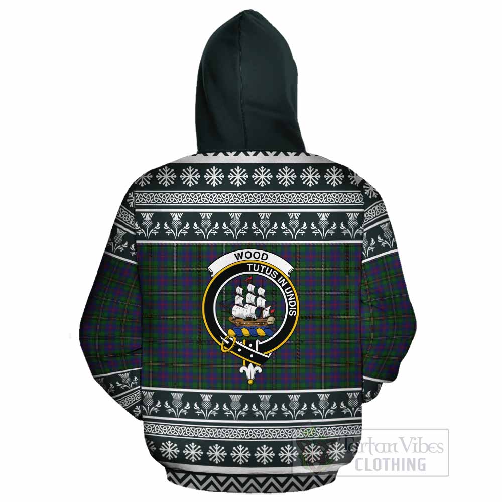 Wood Clan Tartan Christmas Cotton Hoodie with Family Crest - Tartan Vibes Clothing