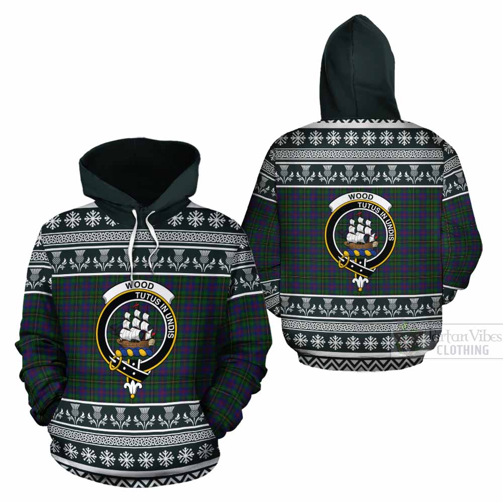 Wood Clan Tartan Christmas Cotton Hoodie with Family Crest - Tartan Vibes Clothing