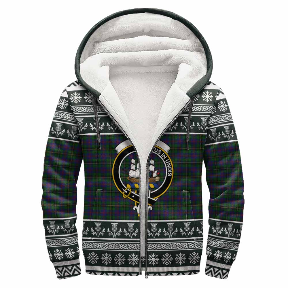 Wood Clan Tartan Christmas Fleece Hoodie with Family Crest - Tartan Vibes Clothing