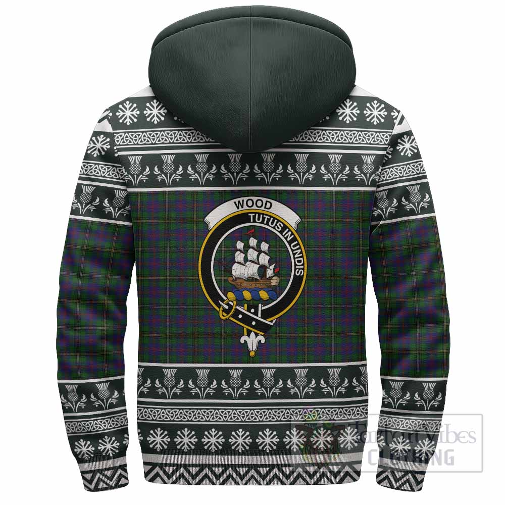 Wood Clan Tartan Christmas Fleece Hoodie with Family Crest - Tartan Vibes Clothing