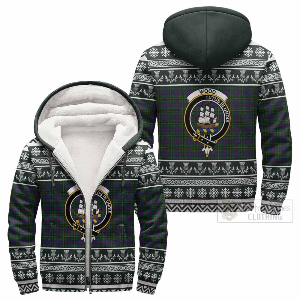 Wood Clan Tartan Christmas Fleece Hoodie with Family Crest - Tartan Vibes Clothing