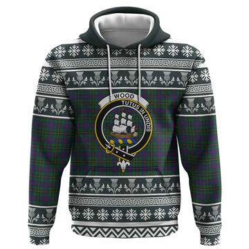 Wood Clan Tartan Christmas Hoodie with Family Crest