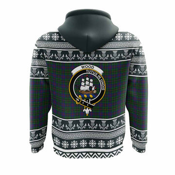 Wood Clan Tartan Christmas Hoodie with Family Crest