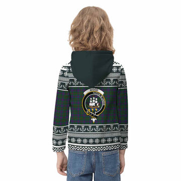 Wood Clan Tartan Christmas Kid Hoodie with Family Crest - Tartan Vibes Clothing