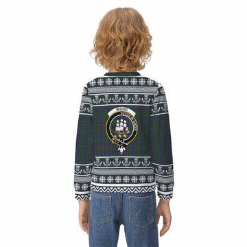 Wood Clan Tartan Christmas Kid Ugly Sweatshirt with Family Crest - Tartan Vibes Clothing