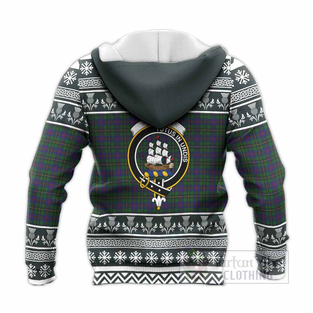 Wood Clan Tartan Christmas Knitted Hoodie with Family Crest - Tartan Vibes Clothing