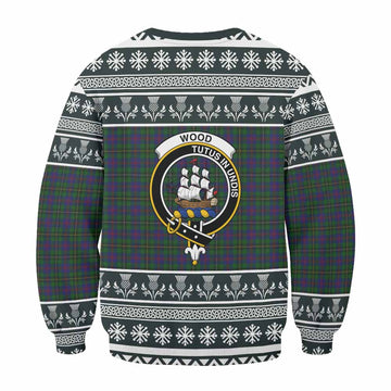 Wood Clan Tartan Christmas Sweatshirt with Family Crest