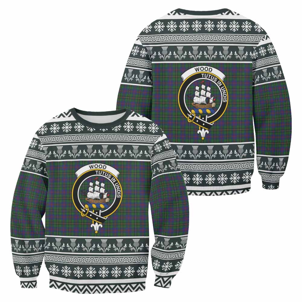 Wood Clan Tartan Christmas Sweatshirt with Family Crest - Tartan Vibes Clothing