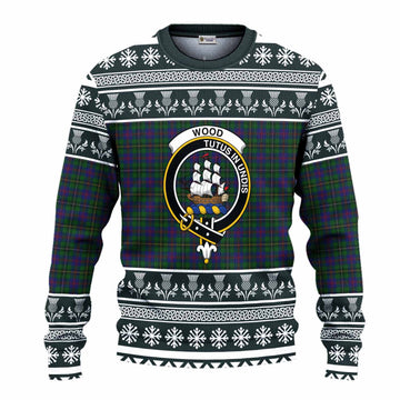 Wood Clan Tartan Christmas Ugly Sweater with Family Crest