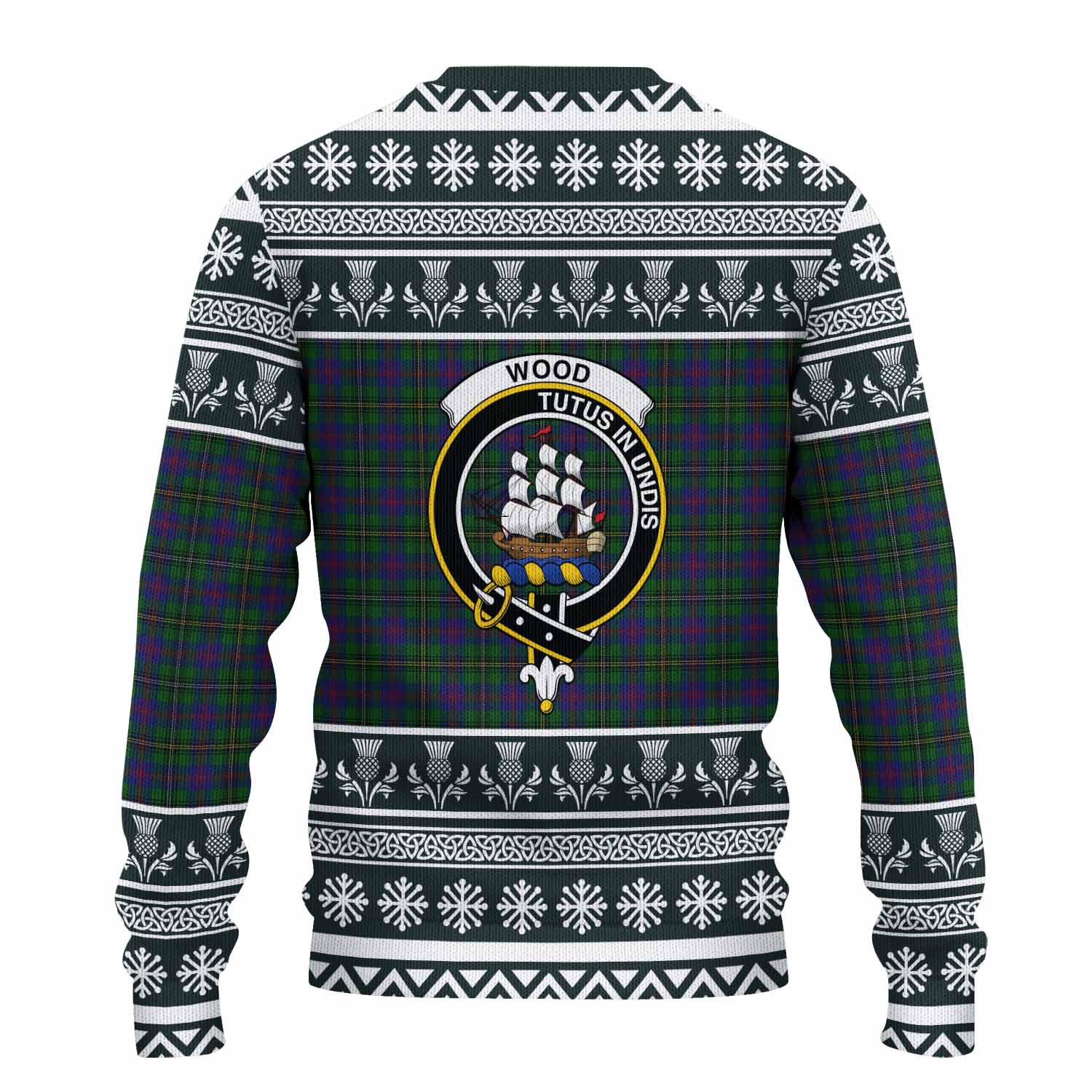 Wood Clan Tartan Christmas Ugly Sweater with Family Crest - Tartan Vibes Clothing