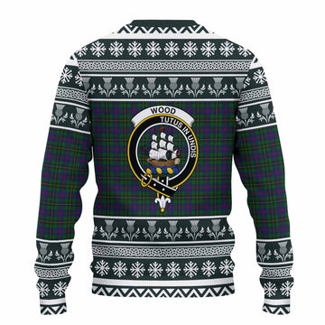 Wood Clan Tartan Christmas Ugly Sweater with Family Crest