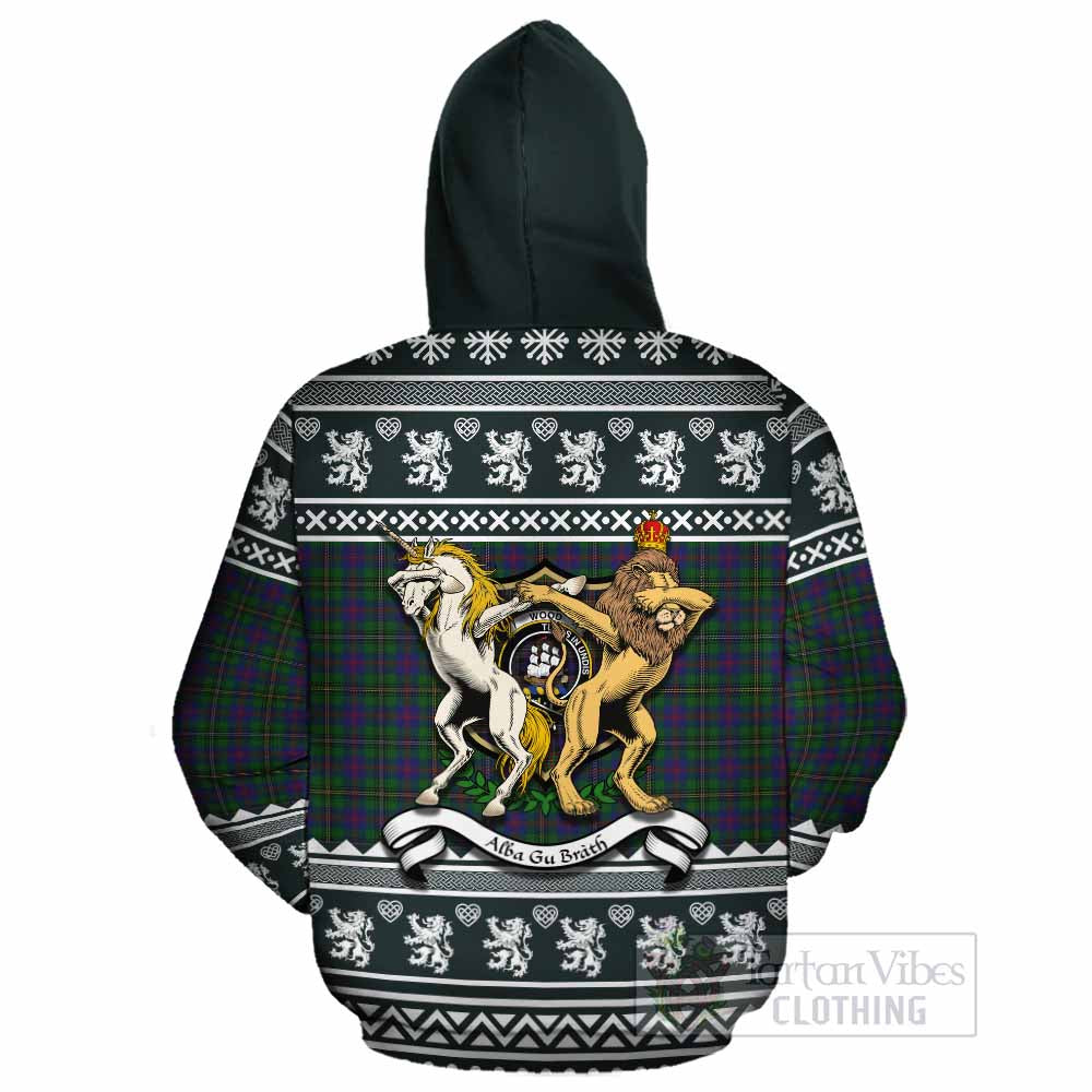 Wood Clan Tartan Crest Christmas Cotton Hoodie Coat of Arms Funny Style - Tartan Vibes Clothing
