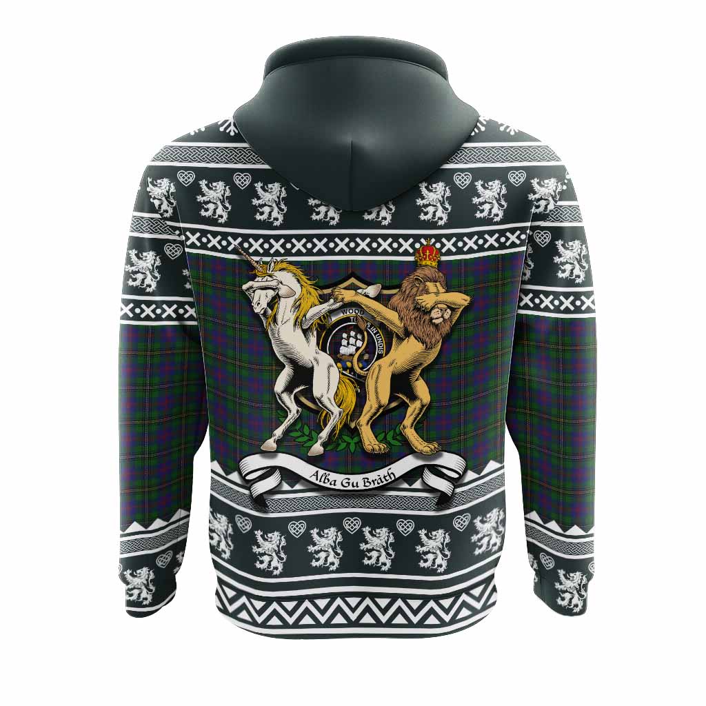 Wood Clan Tartan Crest Christmas Hoodie Coat of Arms Funny Style - Tartan Vibes Clothing