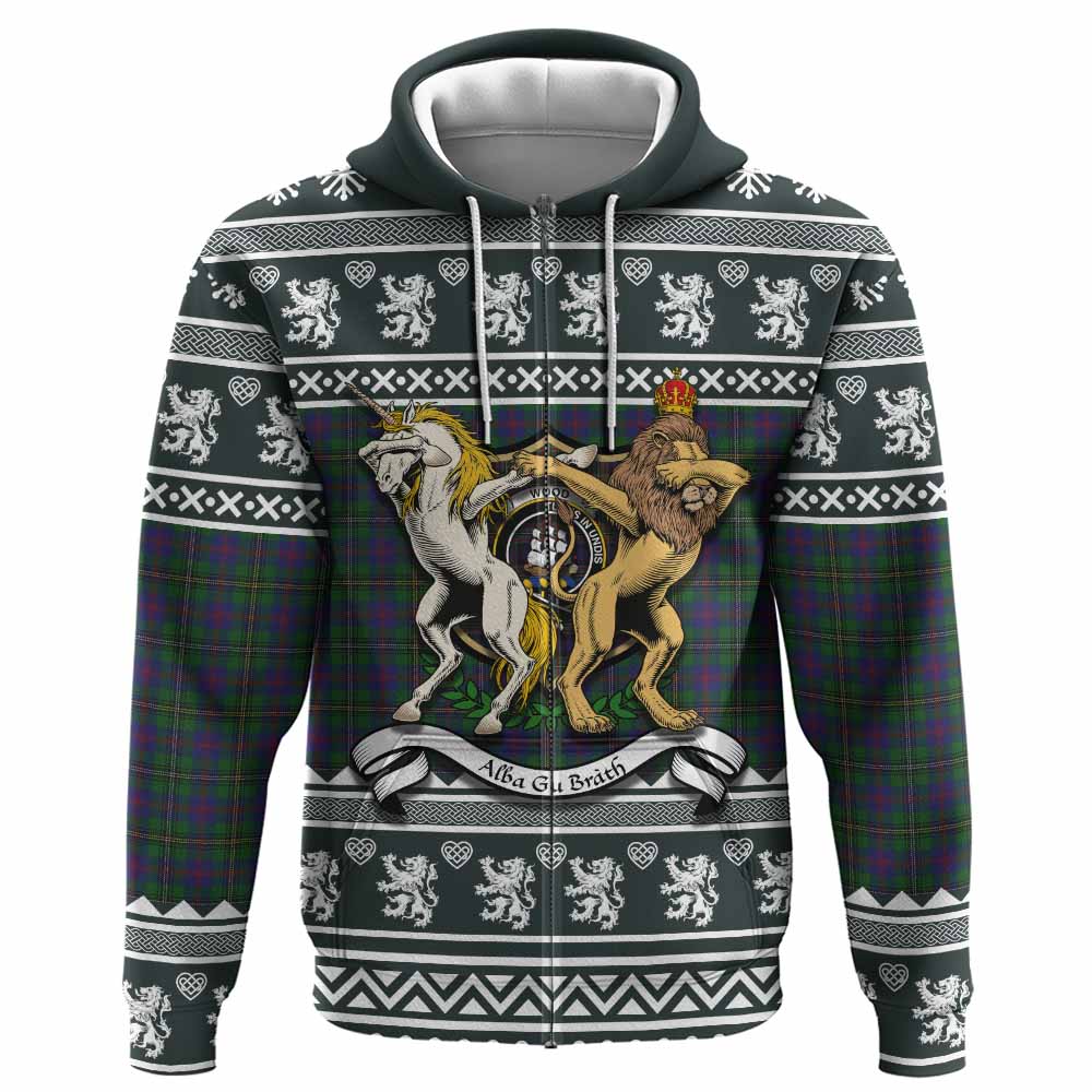 Wood Clan Tartan Crest Christmas Hoodie Coat of Arms Funny Style - Tartan Vibes Clothing