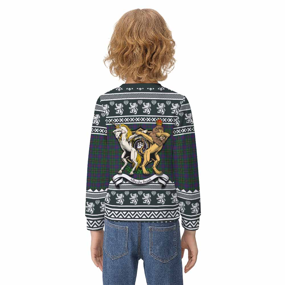 Wood Clan Tartan Crest Christmas Kid Ugly Sweatshirt Coat of Arms Funny Style - Tartan Vibes Clothing