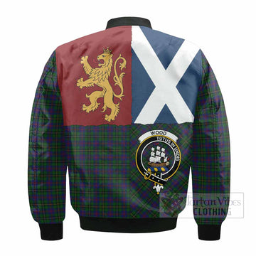 Wood Crest Tartan Bomber Jacket with Lion Rampant Saltire Style