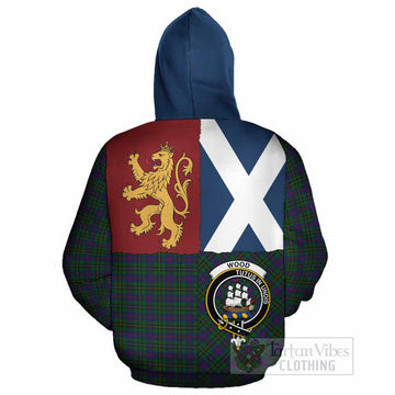 Wood Crest Tartan Cotton Hoodie with Lion Rampant Saltire Style
