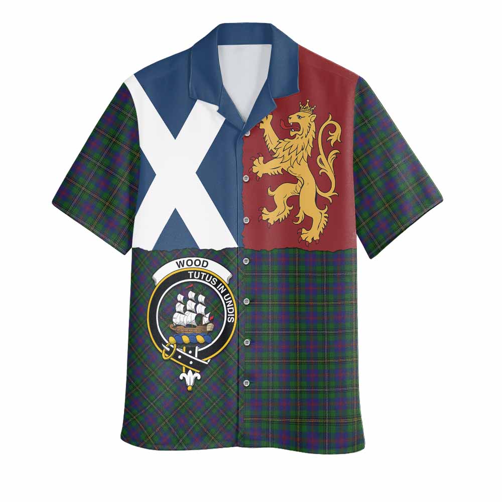 Wood Crest Tartan Hawaiian Shirt with Lion Rampant Saltire Style