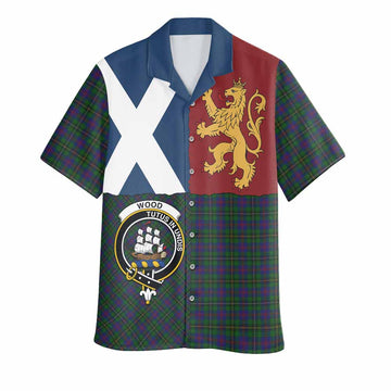 Wood Crest Tartan Hawaiian Shirt with Lion Rampant Saltire Style