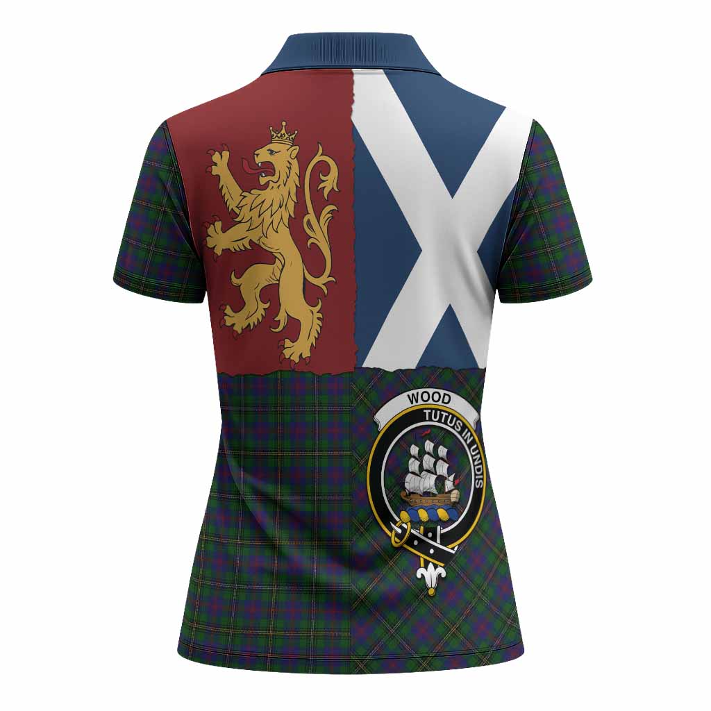 Wood Crest Tartan Women Polo Shirt with Lion Rampant Saltire Style