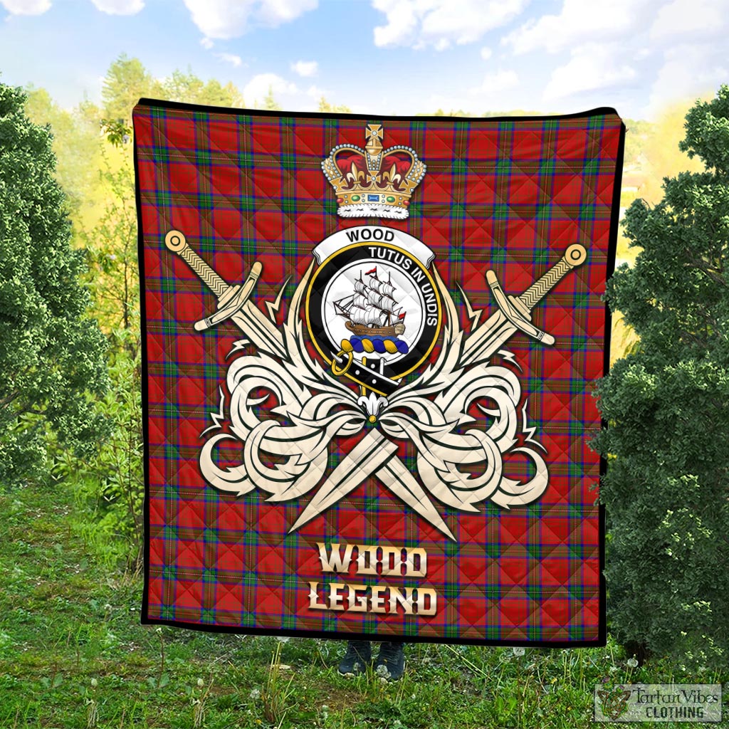 Tartan Vibes Clothing Wood Dress Tartan Quilt with Clan Crest and the Golden Sword of Courageous Legacy