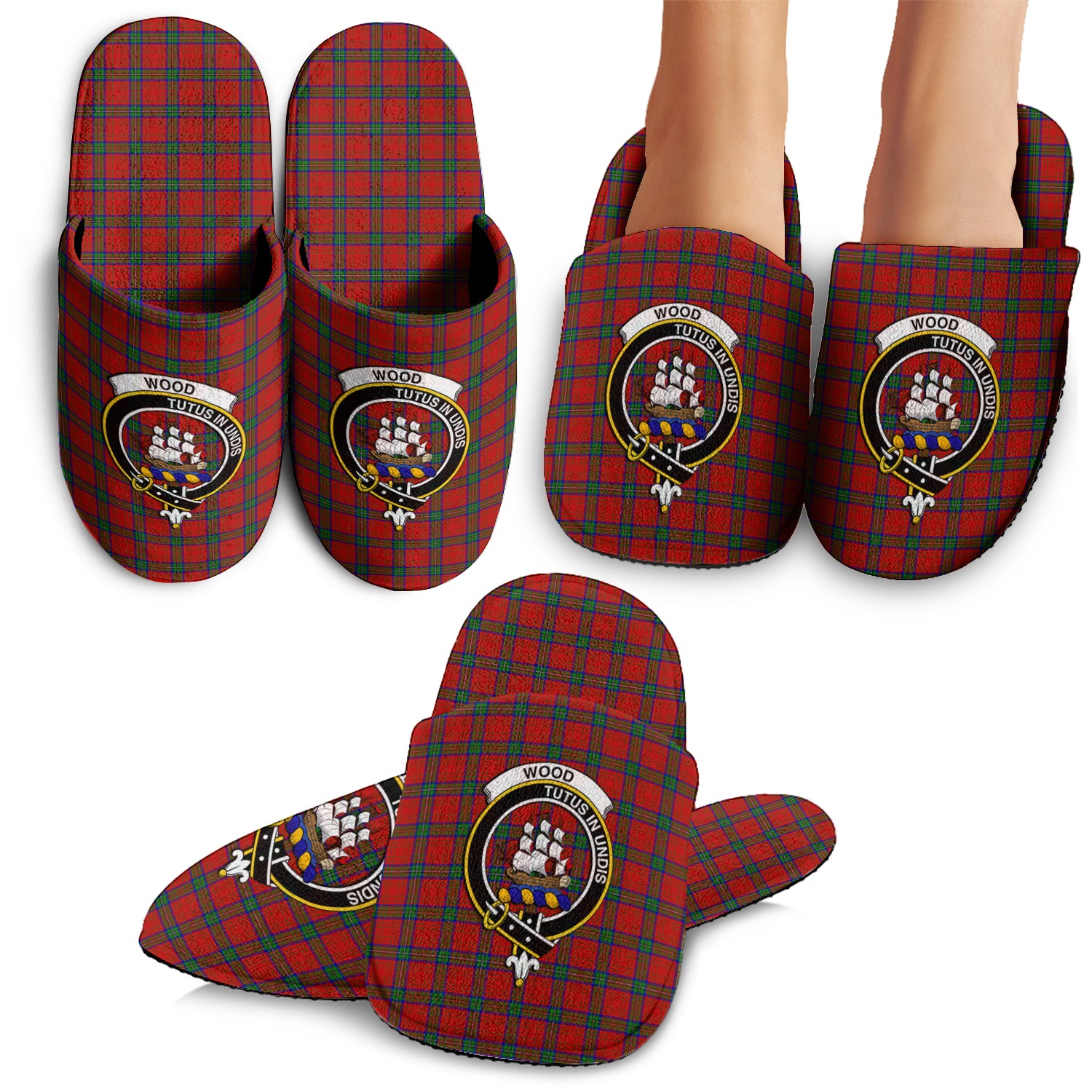 Wood Dress Tartan Home Slippers with Family Crest - Tartanvibesclothing Shop
