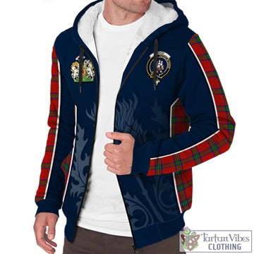 Wood Dress Tartan Sherpa Hoodie with Family Crest and Scottish Thistle Vibes Sport Style