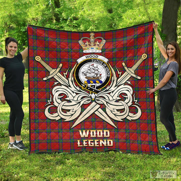 Wood Dress Tartan Quilt with Clan Crest and the Golden Sword of Courageous Legacy