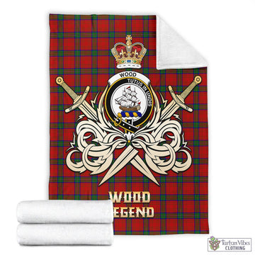 Wood Dress Tartan Blanket with Clan Crest and the Golden Sword of Courageous Legacy