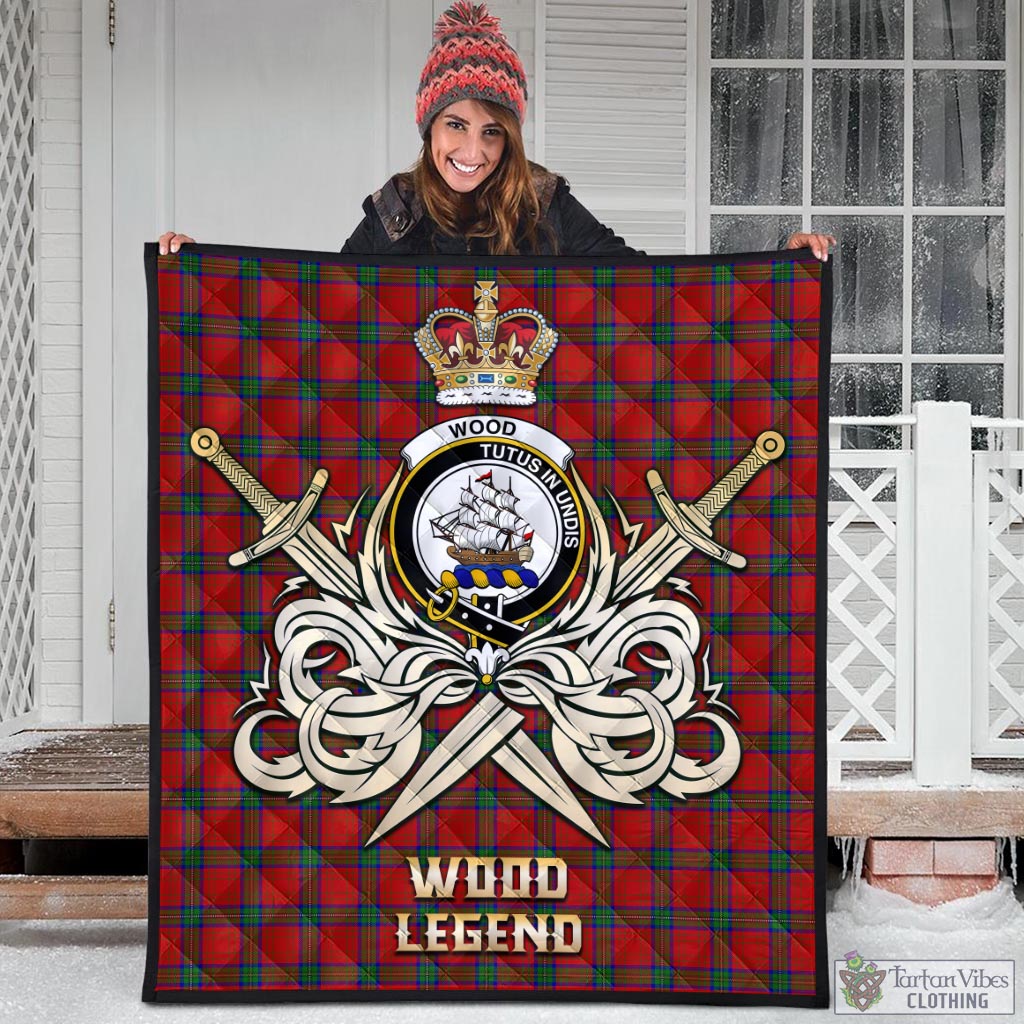 Tartan Vibes Clothing Wood Dress Tartan Quilt with Clan Crest and the Golden Sword of Courageous Legacy