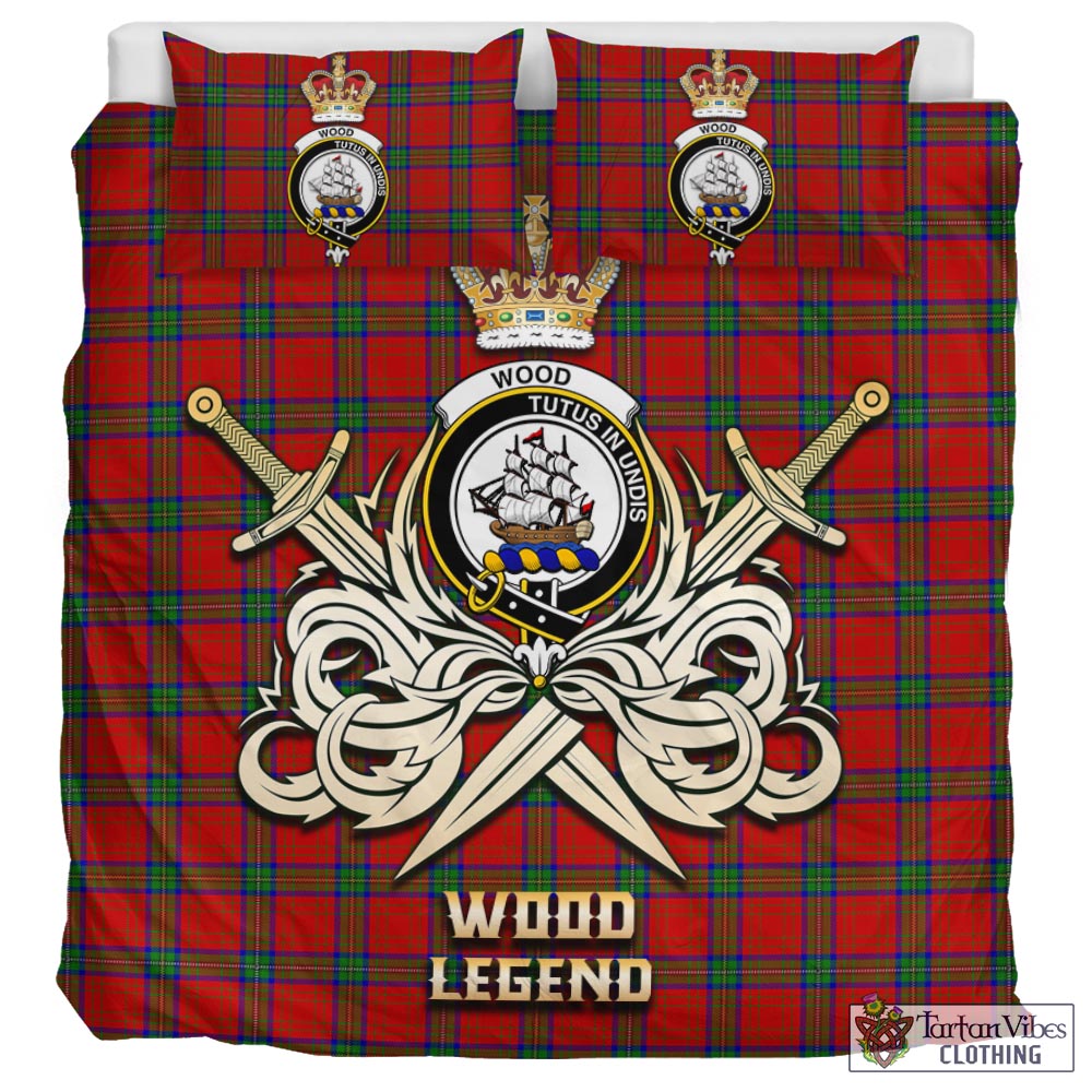 Tartan Vibes Clothing Wood Dress Tartan Bedding Set with Clan Crest and the Golden Sword of Courageous Legacy