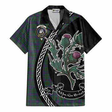 Wood Family Crest Tartan Cotton Hawaiian Shirt Alba Thistle Inspired