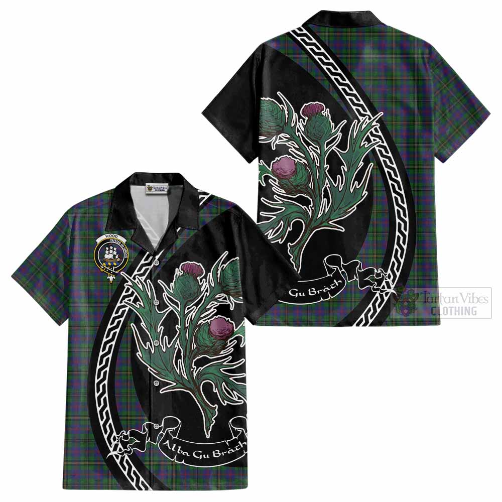 Wood Family Crest Tartan Cotton Hawaiian Shirt Alba Thistle Inspired - Tartan Vibes Clothing
