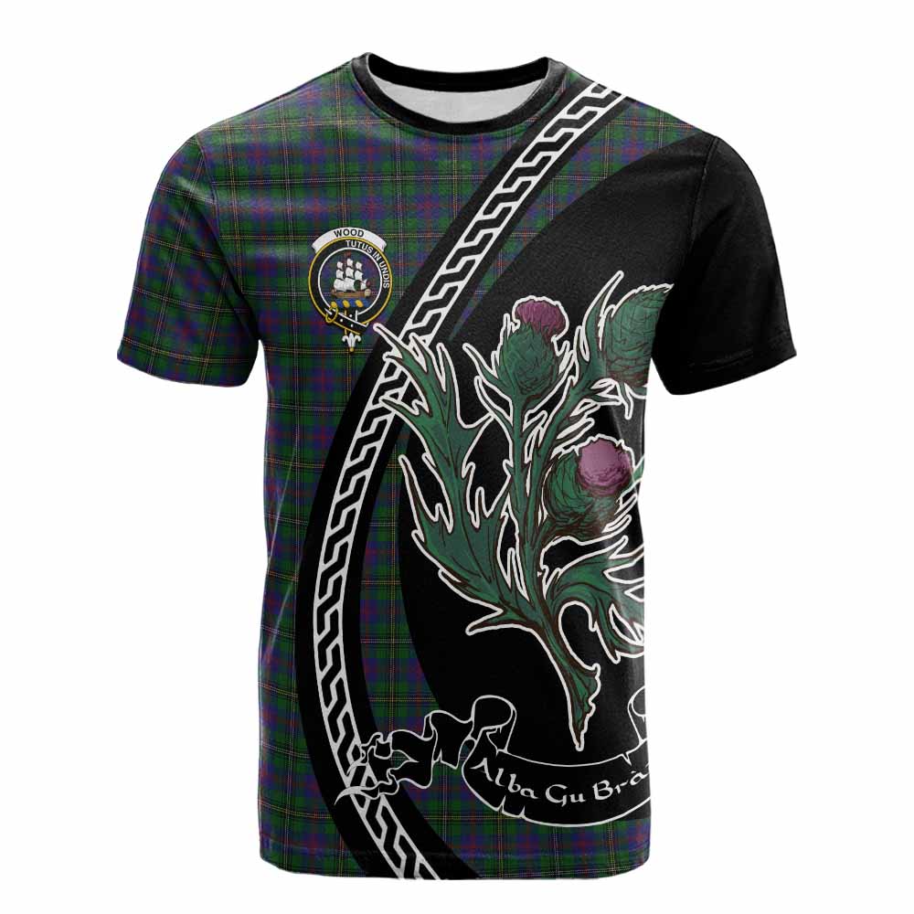 Wood Family Crest Tartan Cotton T-shirt Alba Thistle Inspired - Tartan Vibes Clothing