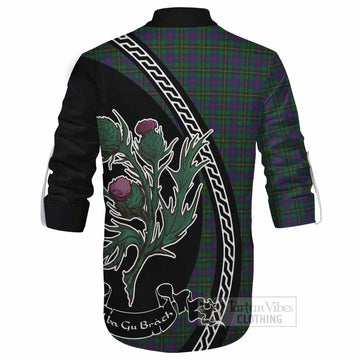 Wood Family Crest Tartan Ghillie Shirt Alba Thistle Inspired