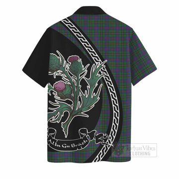 Wood Family Crest Tartan Hawaiian Shirt Alba Thistle Inspired