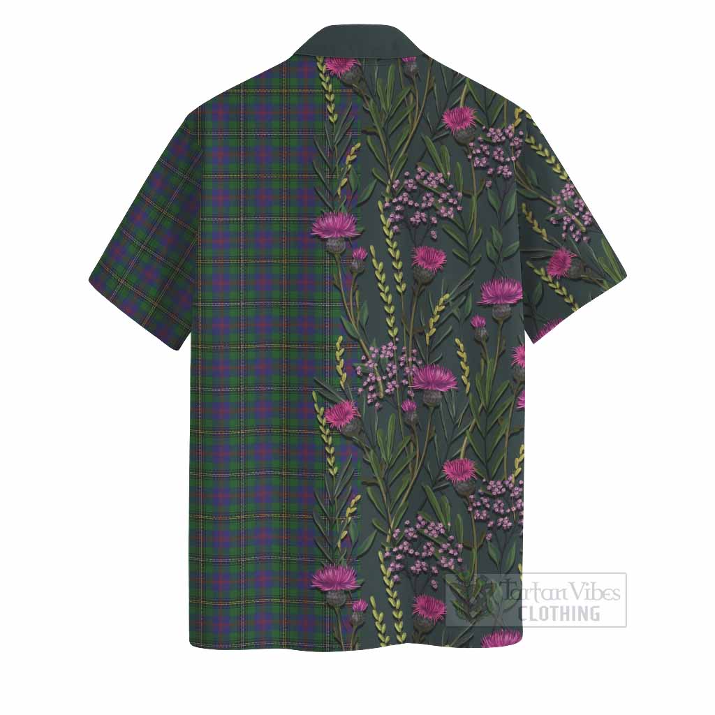 Wood Family Crest Tartan Hawaiian Shirt Scottish Thistle Flower Pattern Half Style - Tartan Vibes Clothing